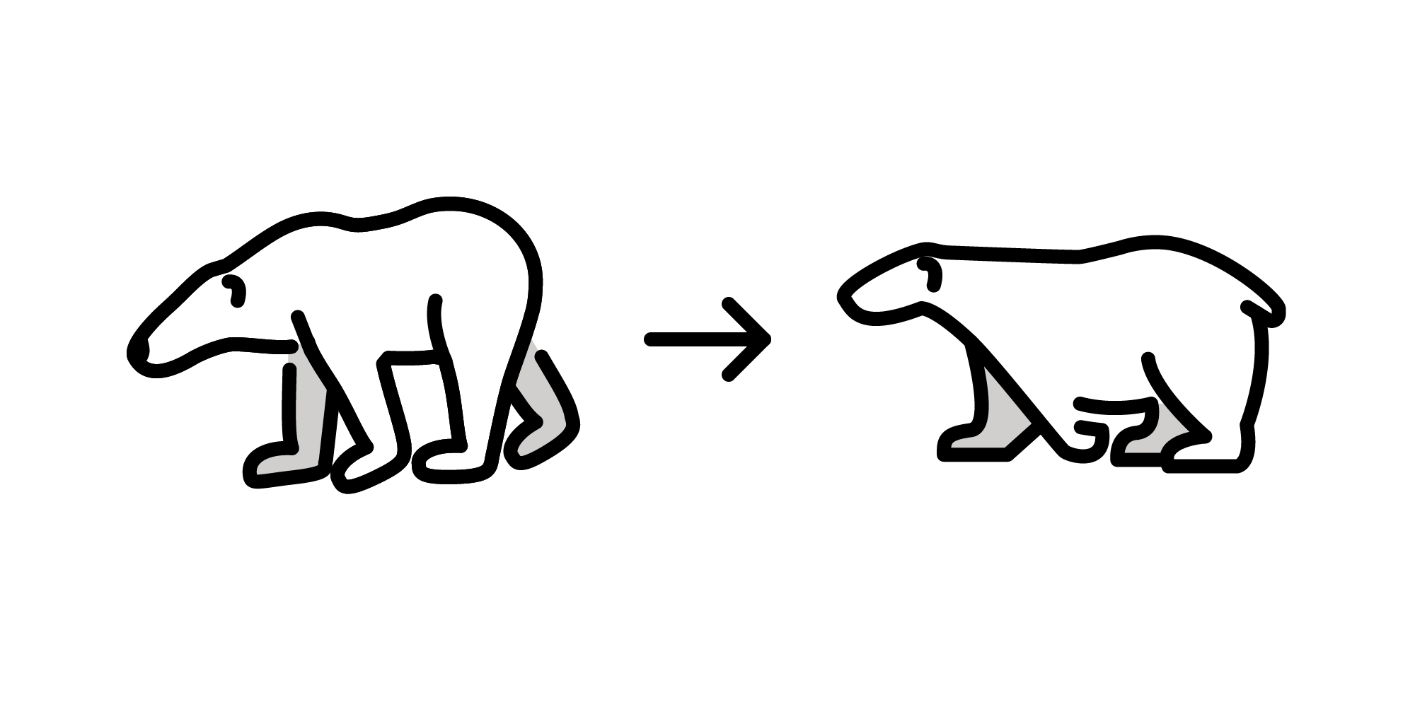 Comparison polar bear emoji before and after redesign